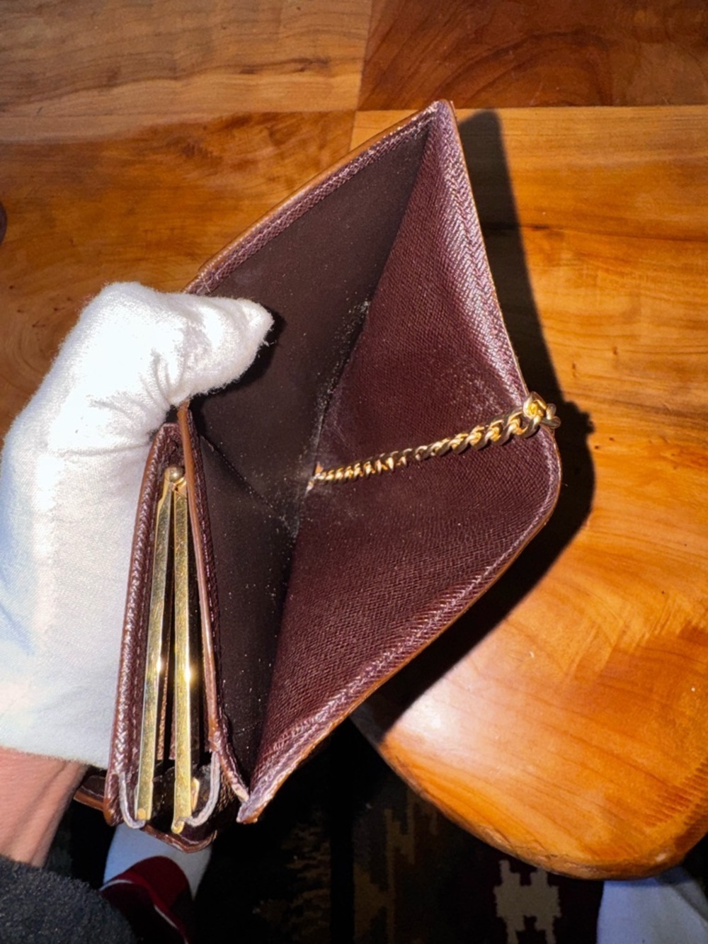 Louis Vuitton French compact wallet kiss Lock vintage 2001 brown generic chain - Picture 15 of 17